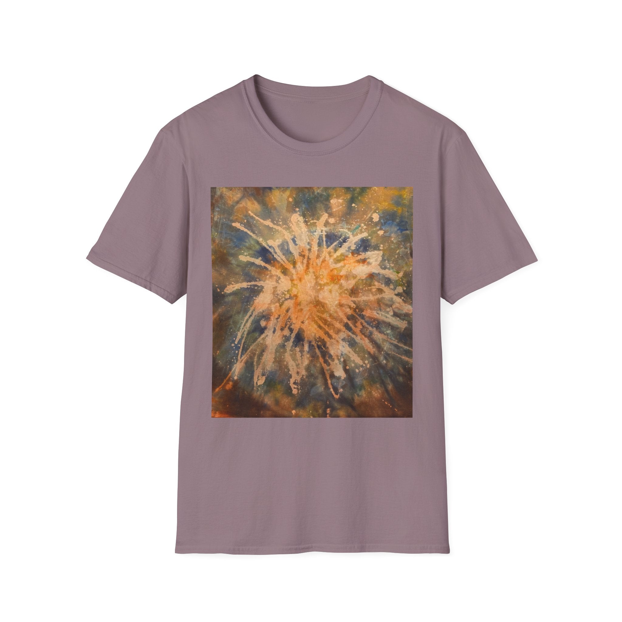 ETERNAL STAR FIRE: Cosmic Starburst T-Shirt - Softstyle Tee, Unisex Casual Shirt, Unique Graphic Top, Gift for Art Lovers, Trendy Summer Wear