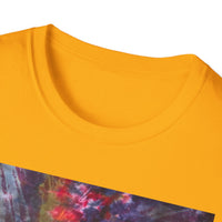 BOMBAY BLITZ:  Galactic Tie-Dye T-Shirt - Unisex Softstyle Tee, Boho Fashion, Festival Wear, Gift for Space Lovers, Casual Everyday Top