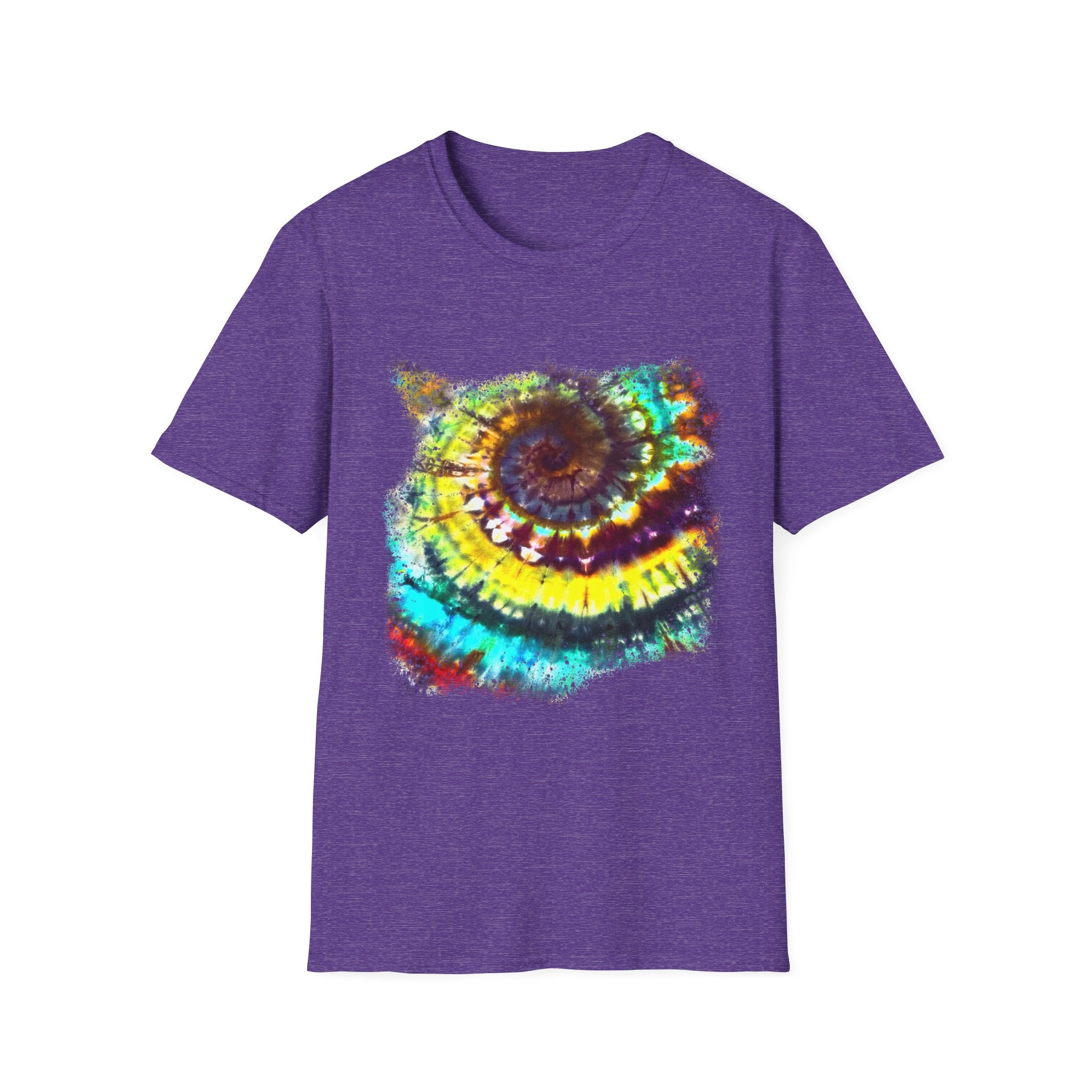 Gideon 2:  Vibrant Swirl Snowy Unisex Softstyle T-Shirt, Colorful Tie-Dye Tee, Trendy Casual Wear, Perfect Gift, Summer Vibes