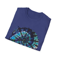 Cobalt Tornado 2:  Spiral Tie-Dye T-Shirt, Unisex Kaftan, Bohemian Tee, Beachwear, Summer Top, Festival Gear, Unique Gift