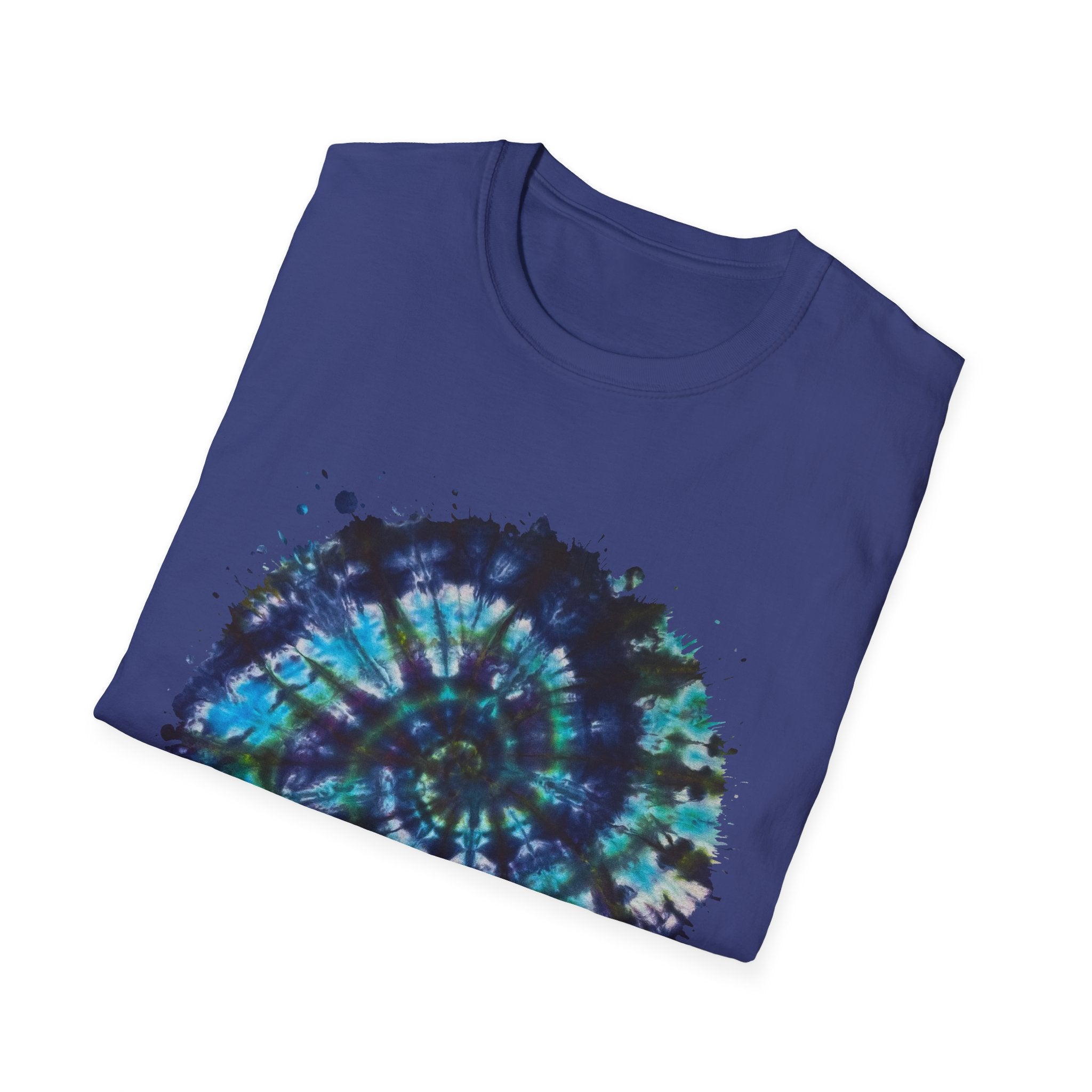 Cobalt Tornado 2:  Spiral Tie-Dye T-Shirt, Unisex Kaftan, Bohemian Tee, Beachwear, Summer Top, Festival Gear, Unique Gift