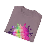 Neon Discovery 2:  Colorful Tie-Dye Splash Unisex Softstyle T-Shirt, Casual Tee, Summer Vibes, Festival Wear, Everyday Comfort, Gift Idea