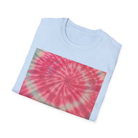 FLAMINGO:  Pink explosion! Colorful Tie-Dye Unisex Softstyle T-Shirt – Perfect for Festivals, Summer Vibes, Casual Outings, Gifts, and Everyday Wear