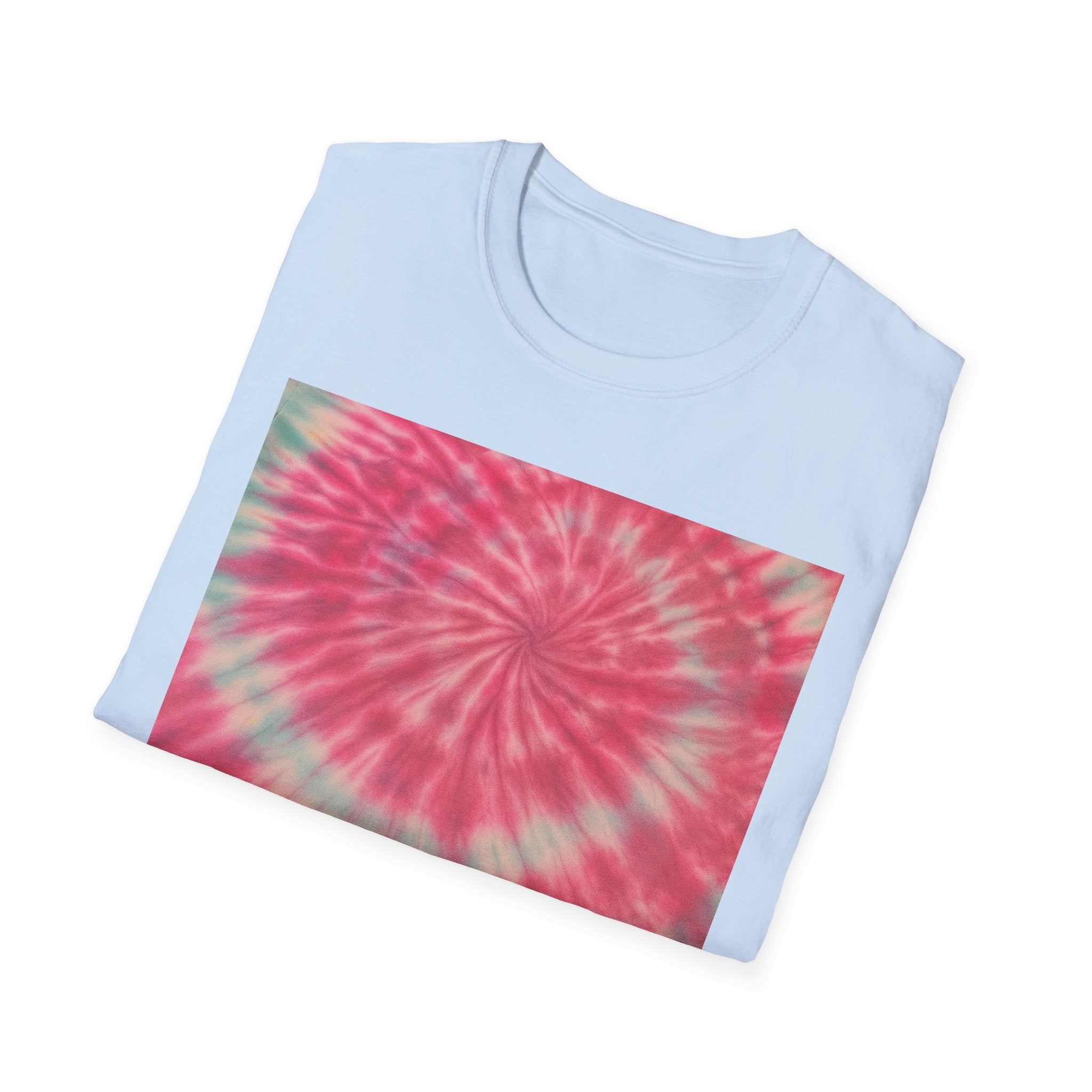 FLAMINGO:  Pink explosion! Colorful Tie-Dye Unisex Softstyle T-Shirt – Perfect for Festivals, Summer Vibes, Casual Outings, Gifts, and Everyday Wear