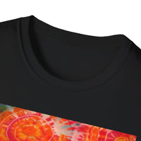 RIPPLE: Koi pond inspired ripple swirl style, Tie-Dye Unisex Softstyle T-Shirt, Bohemian Tee, Summer Vibes Shirt, Festival Wear, Gift for Her, Unique Tie Dye Fashion