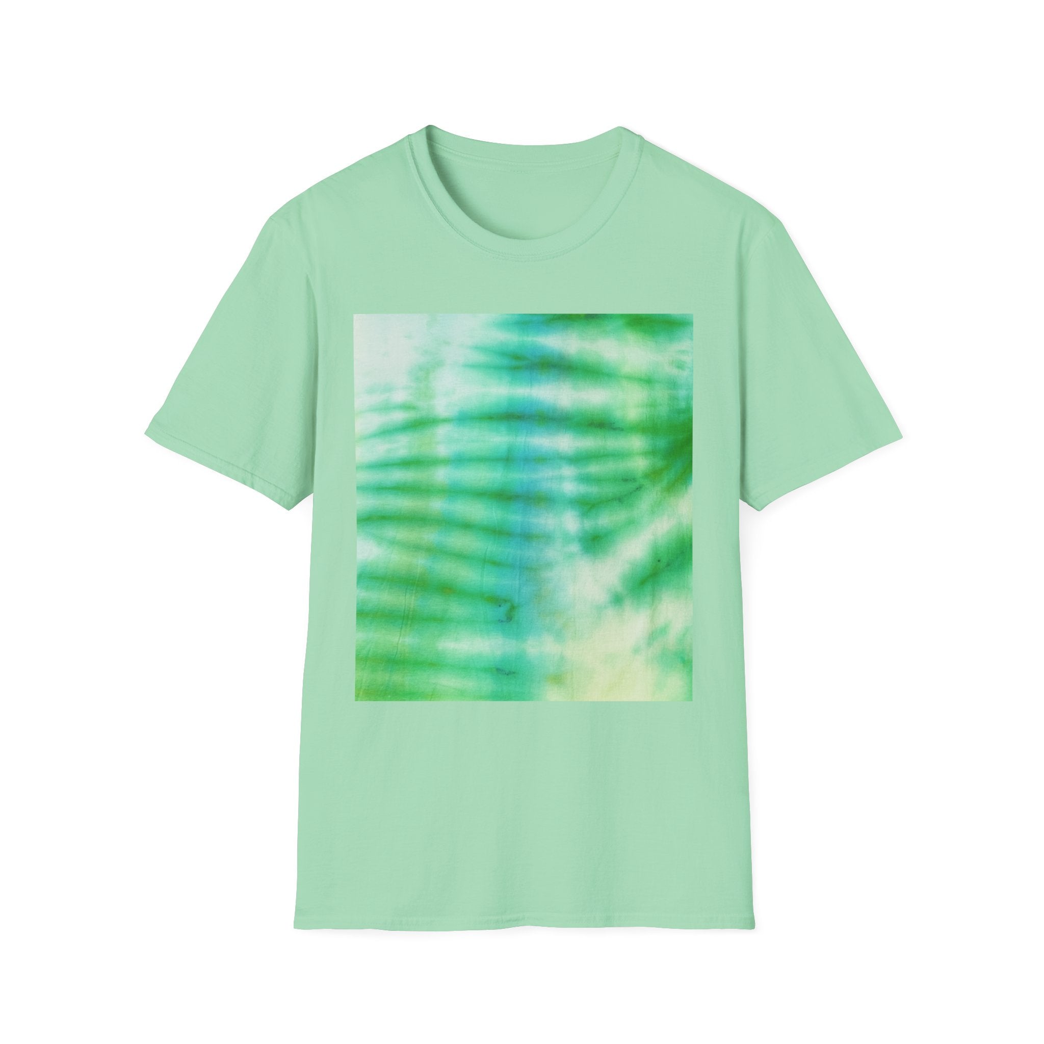 SWAMI: Soft, dreamy sea green/blue Tie-Dye Unisex T-Shirt, Festival Wear, Casual Style, Summer Vibes, Gift for Friends, Eco-Friendly Fashion