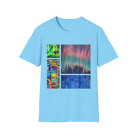 NORTHERN LIGHTS: Vibrant  Tie Dye collage Art, Unisex Softstyle T-Shirt | Casual Fashion, Gift for Art Lovers, Summer Wear, Festival Outfit, Unique Graphic Tee