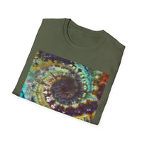 TEMPTATION: Mystical Vibrant Tie-Dye T-Shirt, Unisex Softstyle Tee, Boho Festival Wear, Summer Vibe Shirt, Eco-Friendly Apparel, Gift for Him or Her