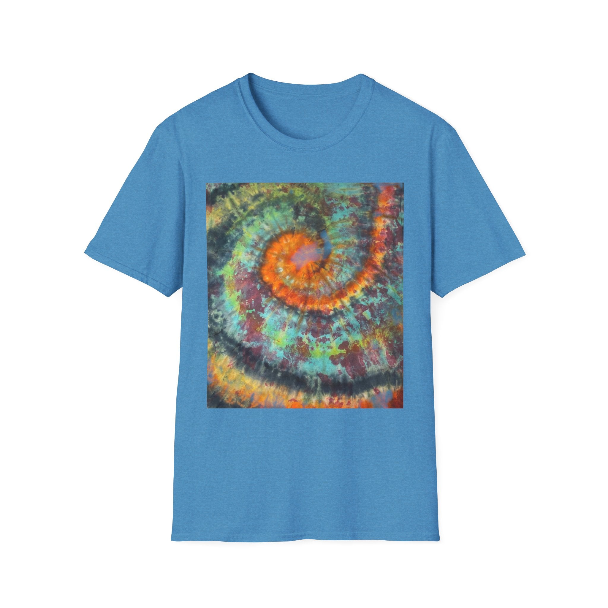 WHIPLASH: Edgy, colorful,  Spiral Unisex Softstyle T-Shirt, Tie-Dye Tee, Casual Wear, Festival Clothing, Summer Vibes, Unique Gift Idea
