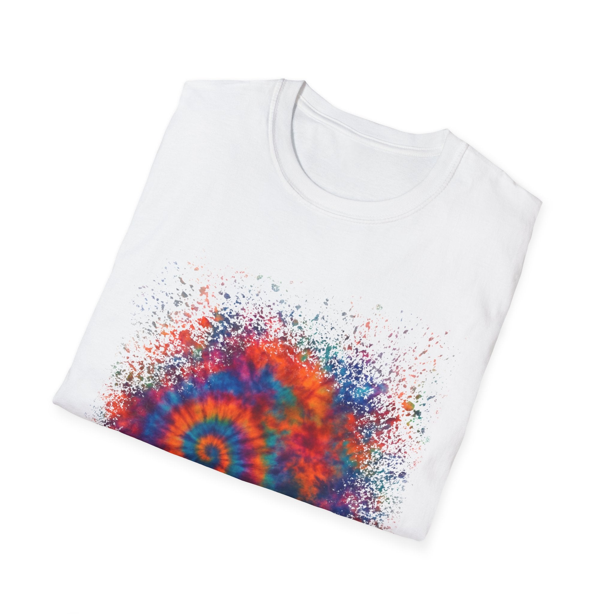 TANGERINE SWIRL: Colorful mini Swirl Unisex Softstyle T-Shirt, Vivid Tie-Dye Tee, Festival Shirt, Bohemian Style Top, Summer Vibes Clothing