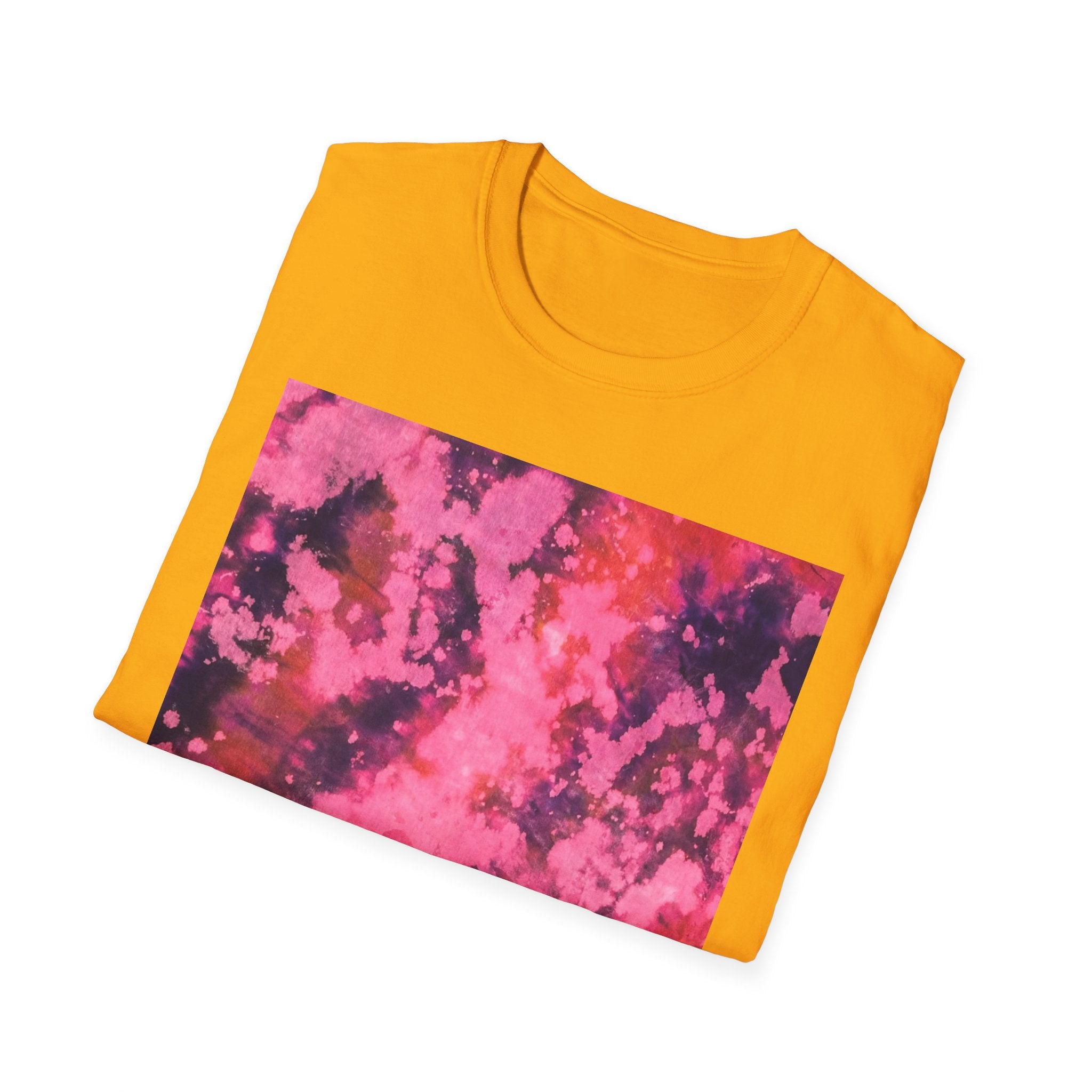 MAGENTA MADNESS;  Smash style, Vibrant Tie-Dye T-Shirt, Unisex Softstyle Tee for Festivals, Summer Vibes, Gifts for Friends, Casual Wear, Easy Fashion