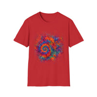 TANGERINE SWIRL: Colorful mini Swirl Unisex Softstyle T-Shirt, Vivid Tie-Dye Tee, Festival Shirt, Bohemian Style Top, Summer Vibes Clothing