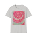 FLAMINGO:  Pink explosion! Colorful Tie-Dye Unisex Softstyle T-Shirt – Perfect for Festivals, Summer Vibes, Casual Outings, Gifts, and Everyday Wear