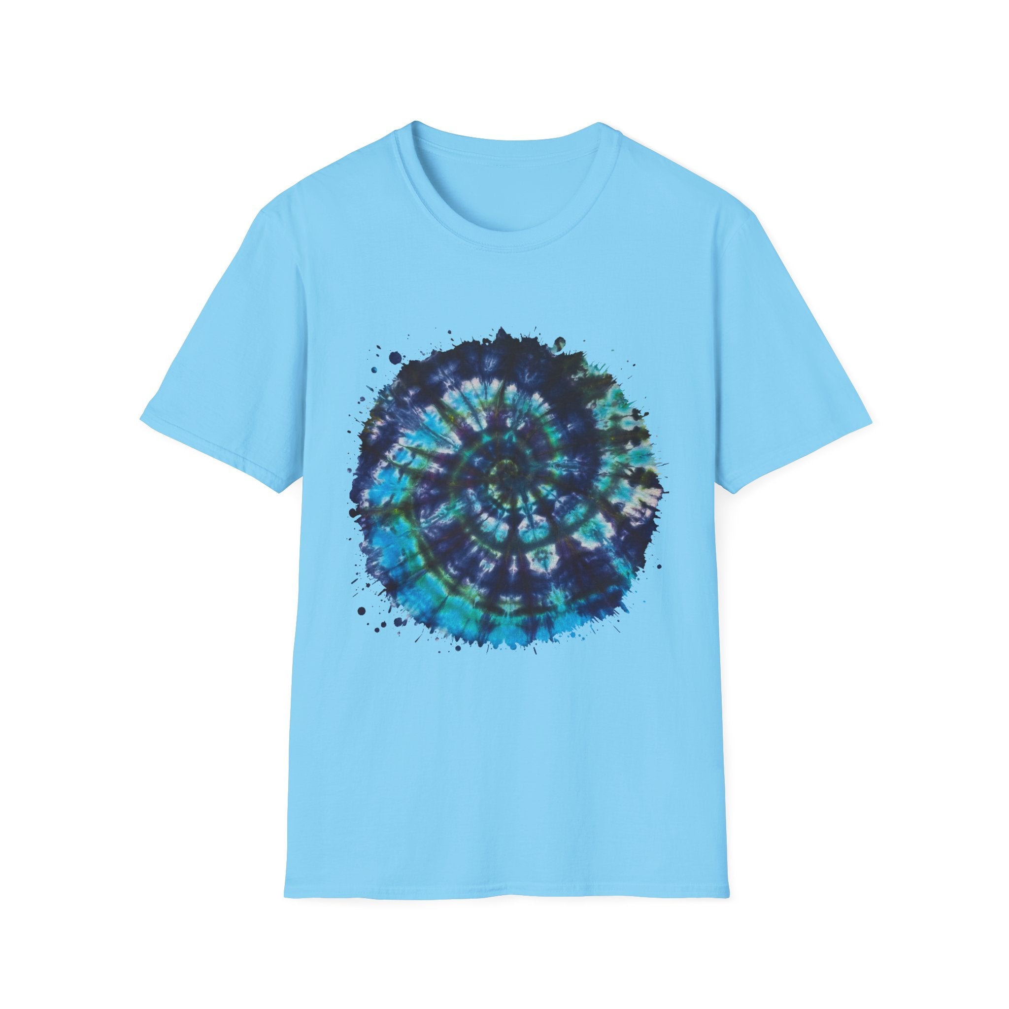 Cobalt Tornado 2:  Spiral Tie-Dye T-Shirt, Unisex Kaftan, Bohemian Tee, Beachwear, Summer Top, Festival Gear, Unique Gift
