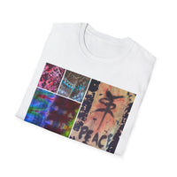 EQUITY: Bohemian Peace Graphic Tie Dye collage Tee, Unisex Softstyle T-Shirt, Tie-Dye Vibe Shirt, Festival Fashion, Relaxed Fit Top