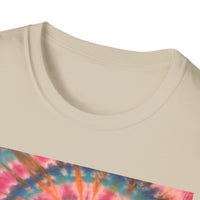 RAINBOW BALLAD: Colorful  rainbow sherbet style,  Tie-Dye Unisex Softstyle T-Shirt | Boho Vibe, Summer Essentials, Eco-Friendly Fashion, Gift for Friends, Casual Wear