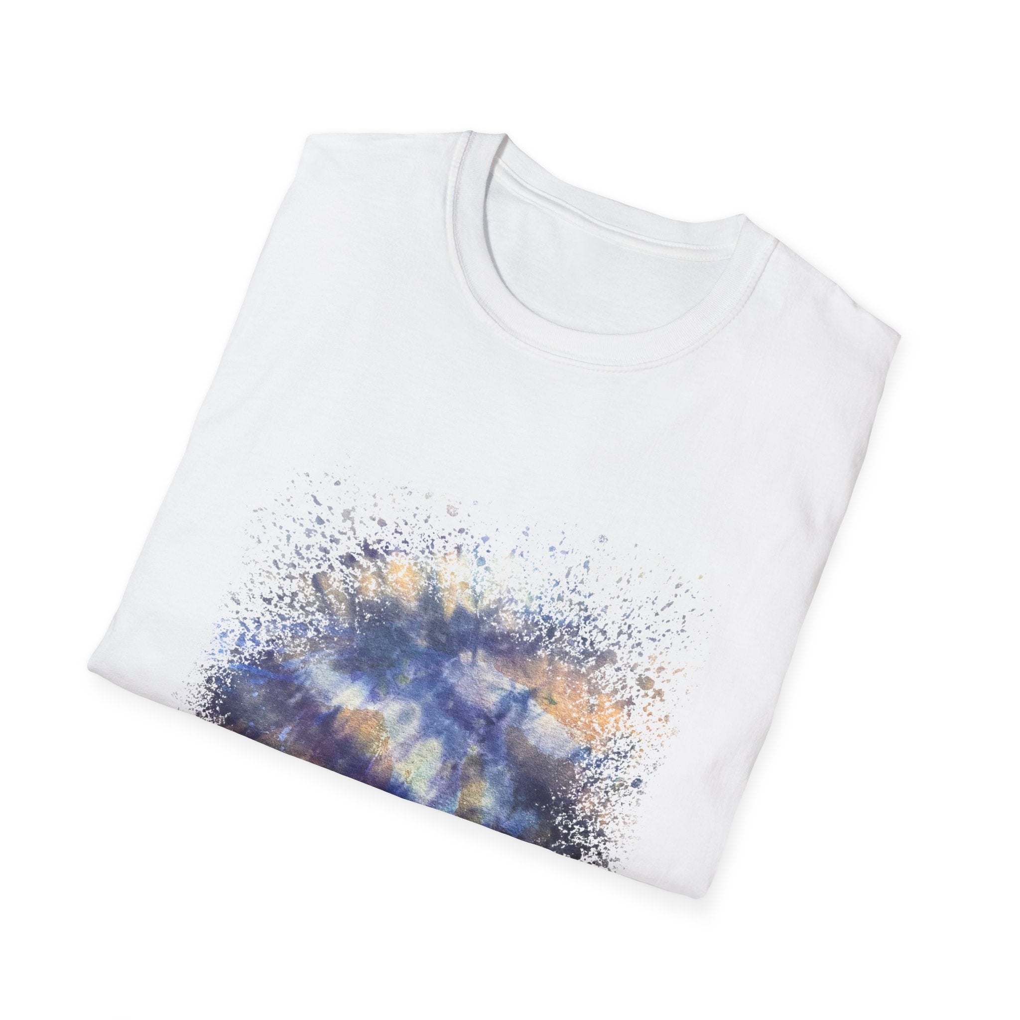 Blue on Coper 2:  Galaxy Splatter Unisex T-Shirt | Trendy Summer Tee for Art Lovers, Gift for Birthdays, Relaxed Fit Casual Wear, Unique Graphic Shirt