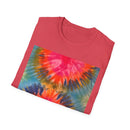 DOUBLE DAHLIA:  Vibrant dahlia inspired  Tie-Dye t-shirt, Unisex Softstyle Shirt, Summer Fashion Tee, Festival Wear, Retro Style Top, Casual Everyday Wear
