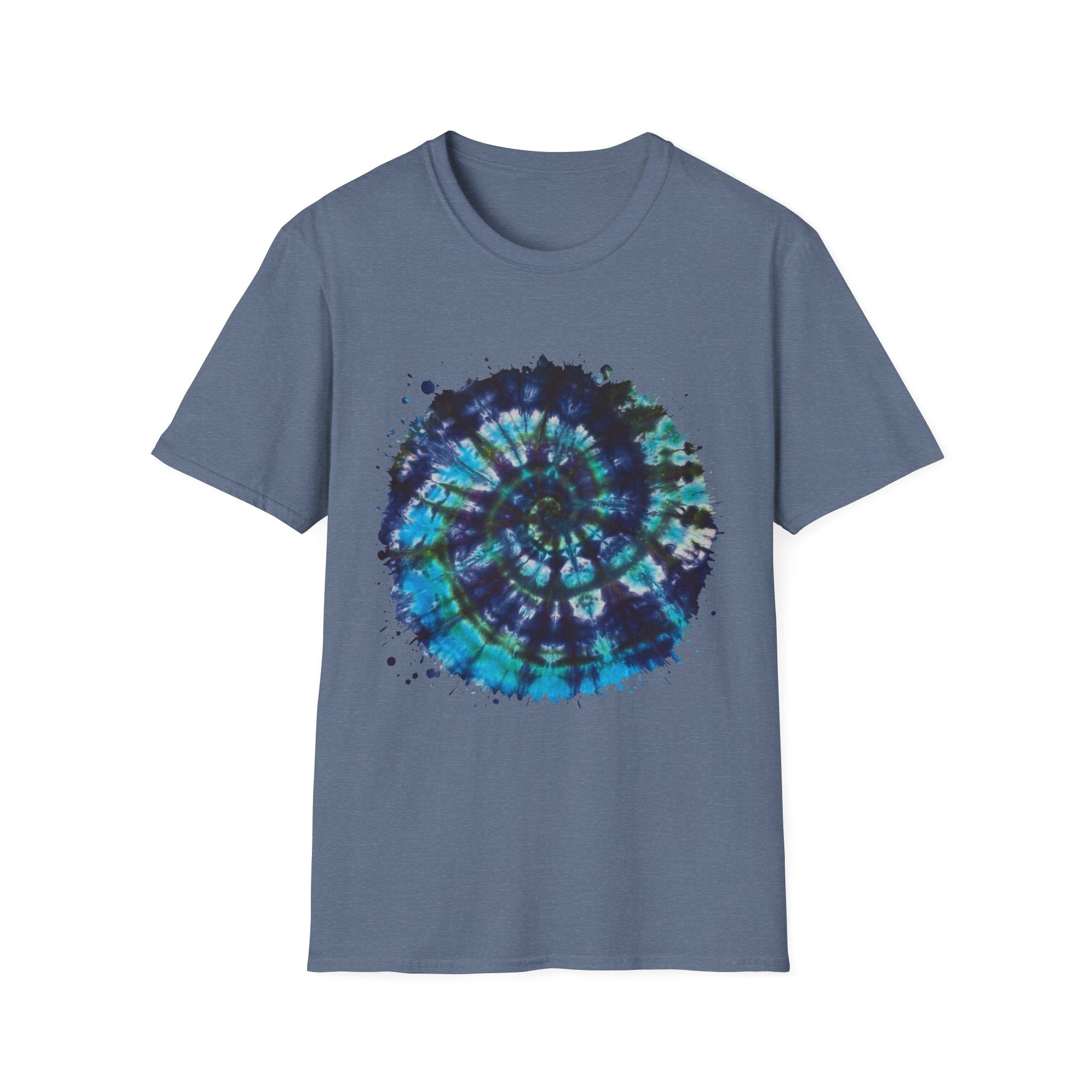 Cobalt Tornado 2:  Spiral Tie-Dye T-Shirt, Unisex Kaftan, Bohemian Tee, Beachwear, Summer Top, Festival Gear, Unique Gift
