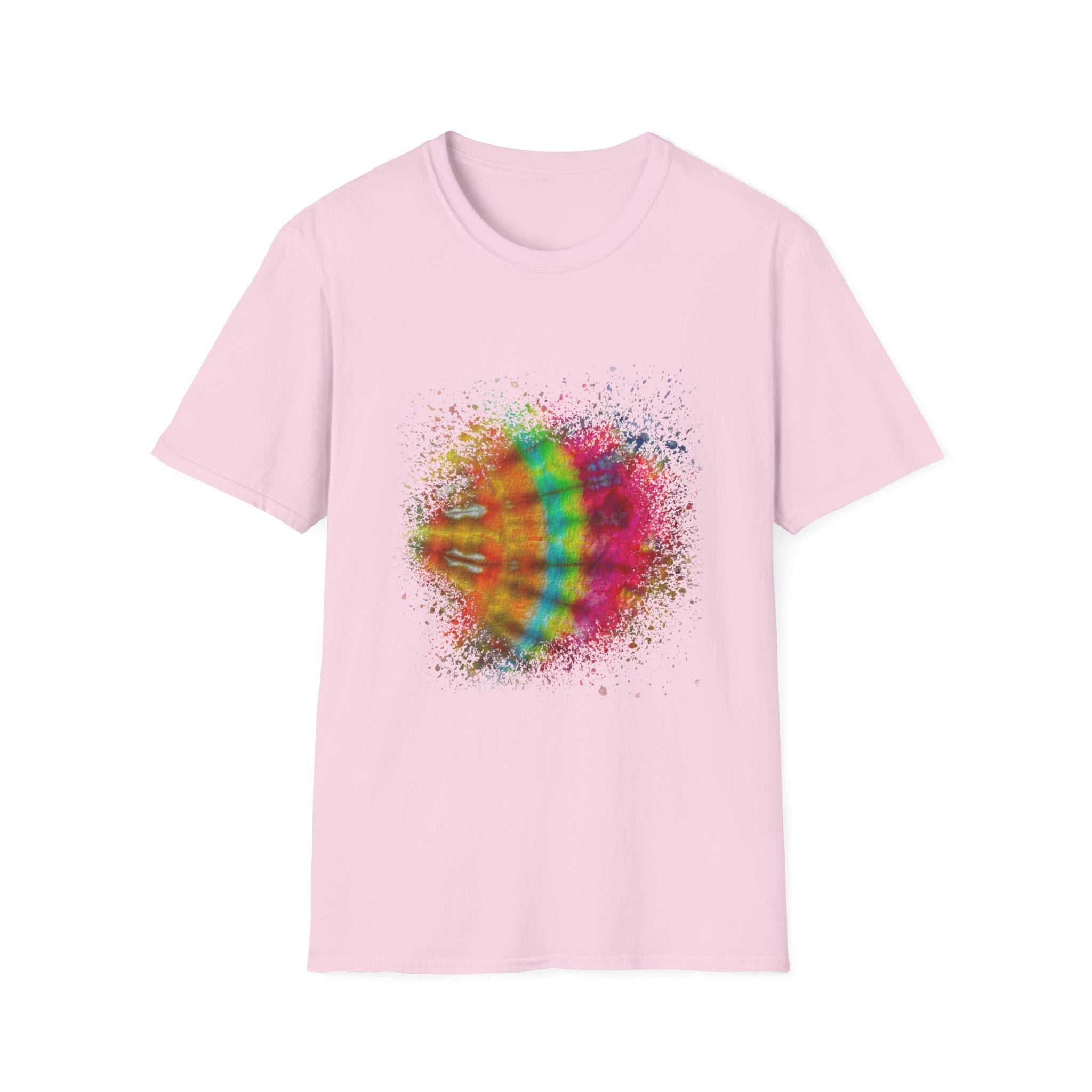Mandarin Halo 2:  Colorful Splash Unisex Softstyle T-Shirt - Fun Graphic Tee for Summer, Festival Fashion, Casual Wear, Unique Gift Idea, Vibrant [...]