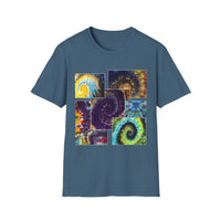 VICTORY: Vibrant Spiral Pattern collage T-Shirt, Unisex Tee for Art Lovers, Boho Chic Fashion, Perfect for Festivals, Gift for Friends