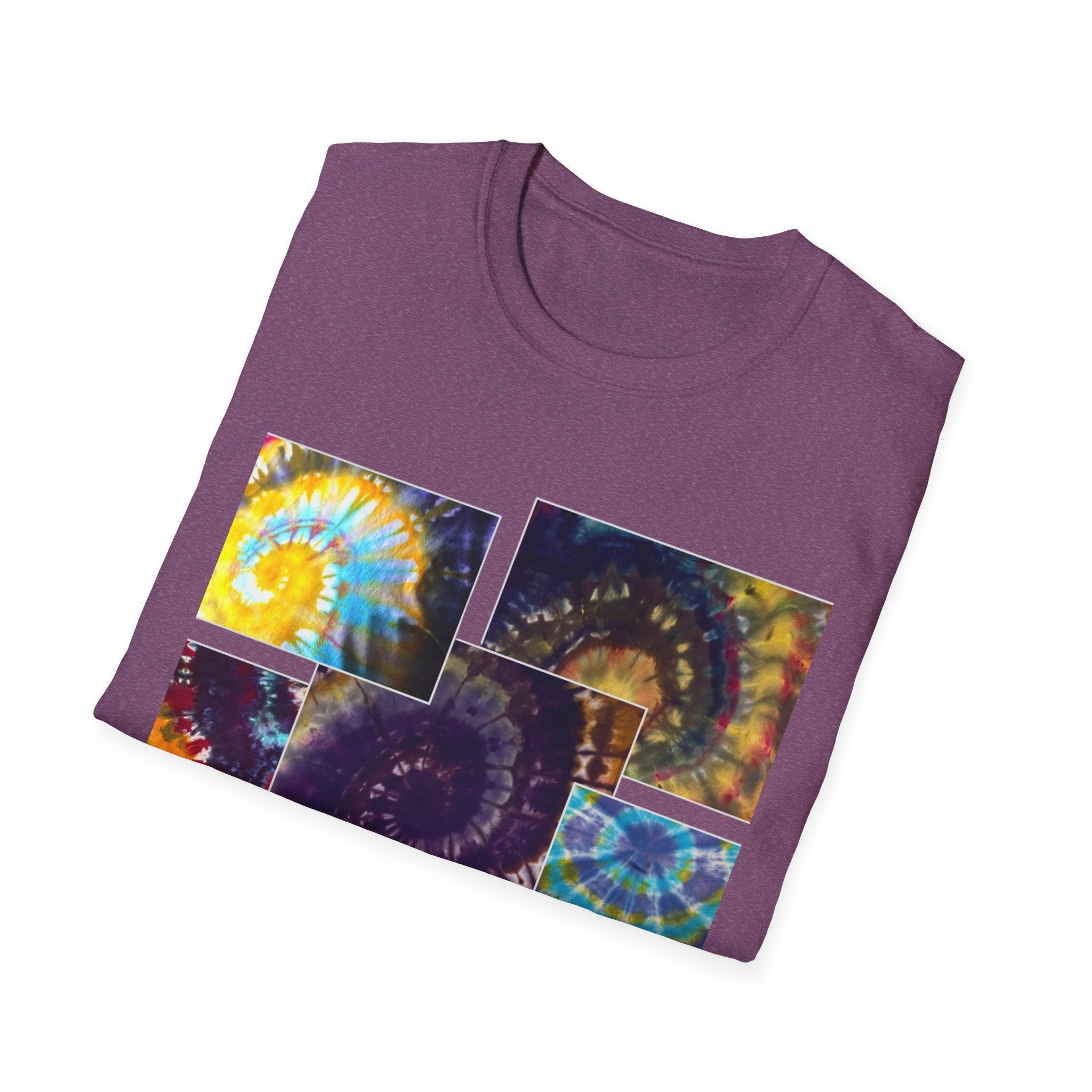 VICTORY: Vibrant Spiral Pattern collage T-Shirt, Unisex Tee for Art Lovers, Boho Chic Fashion, Perfect for Festivals, Gift for Friends