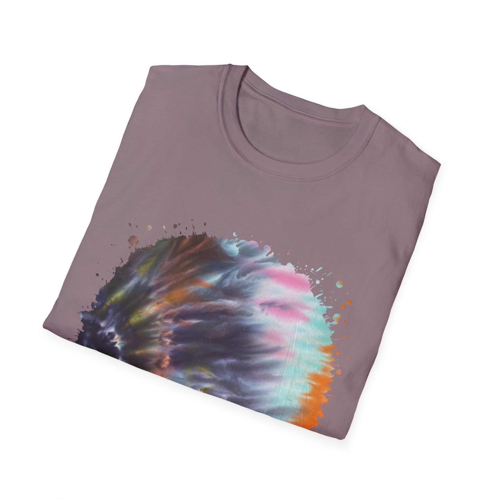 Bravado 2:  Colorful Tie-Dye Unisex Softstyle T-Shirt with Abstract Design, Perfect for Festivals, Casual Outings, Relaxed Days, Summer Vibes, and Gifts