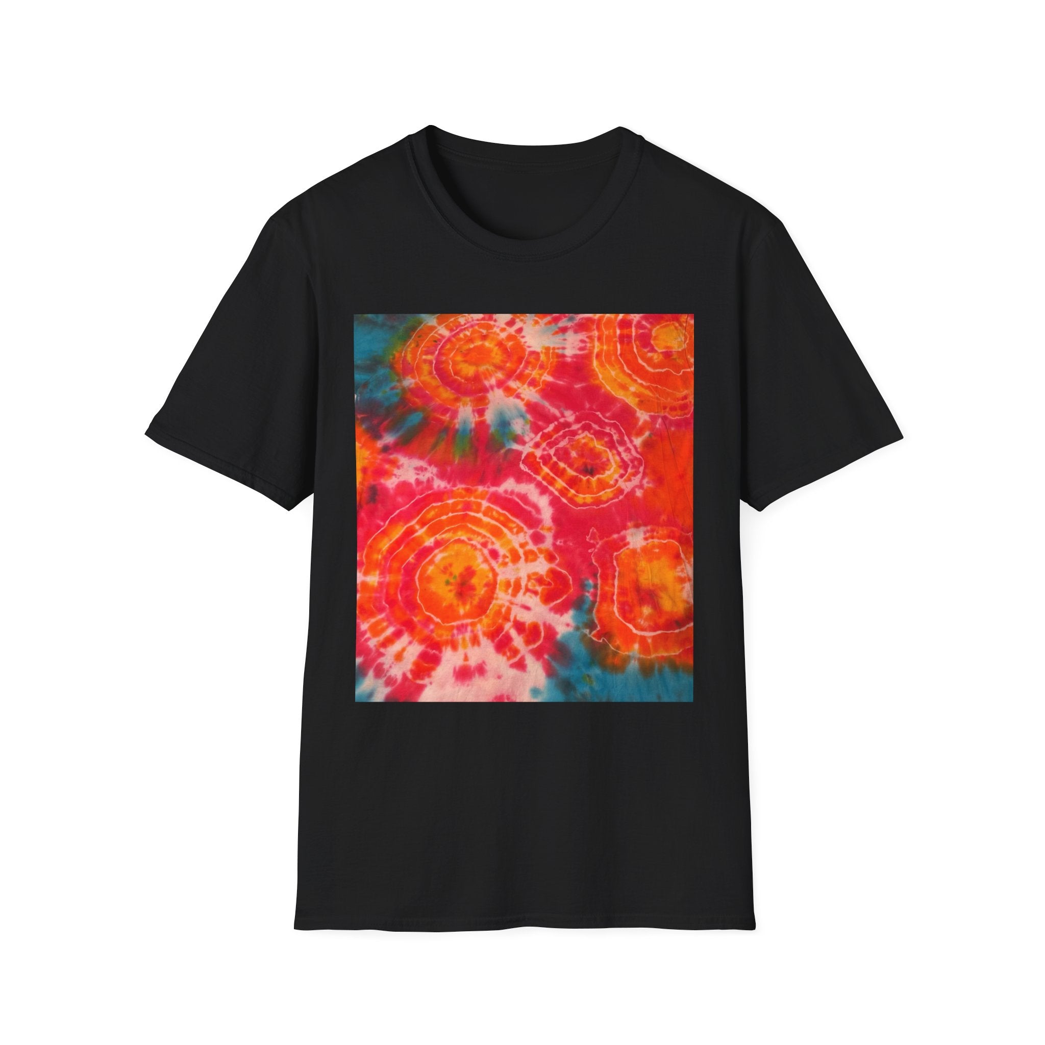RIPPLE: Koi pond inspired ripple swirl style, Tie-Dye Unisex Softstyle T-Shirt, Bohemian Tee, Summer Vibes Shirt, Festival Wear, Gift for Her, Unique Tie Dye Fashion