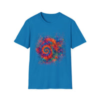 TANGERINE SWIRL: Colorful mini Swirl Unisex Softstyle T-Shirt, Vivid Tie-Dye Tee, Festival Shirt, Bohemian Style Top, Summer Vibes Clothing