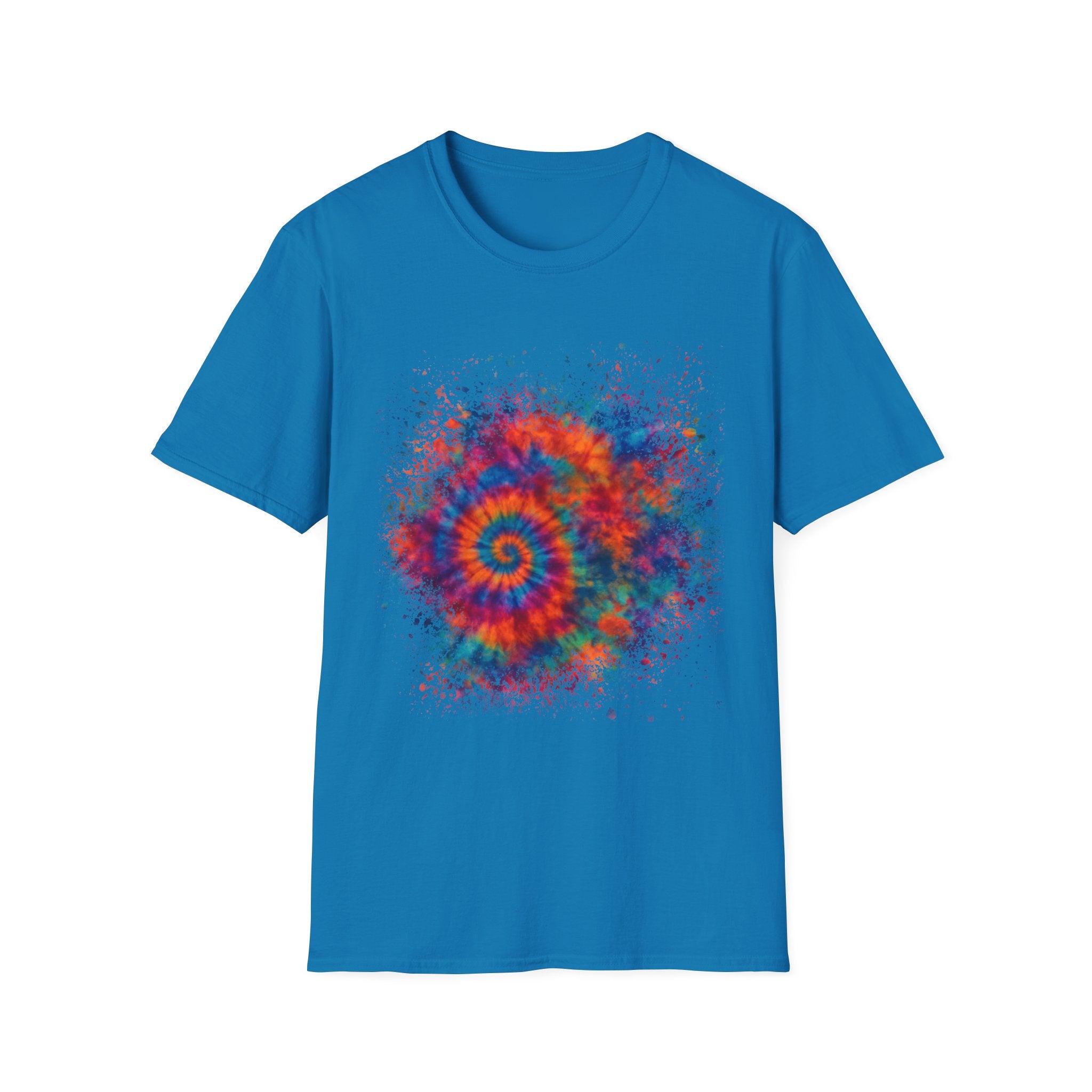 TANGERINE SWIRL: Colorful mini Swirl Unisex Softstyle T-Shirt, Vivid Tie-Dye Tee, Festival Shirt, Bohemian Style Top, Summer Vibes Clothing