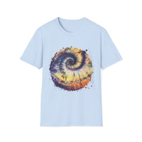 Mocha Spider Dance 2:  Spiral Tie-Dye Unisex T-Shirt, Boho Style Tee, Casual Comfort Shirt, Gift for Nature Lovers, Summer Vibes Apparel