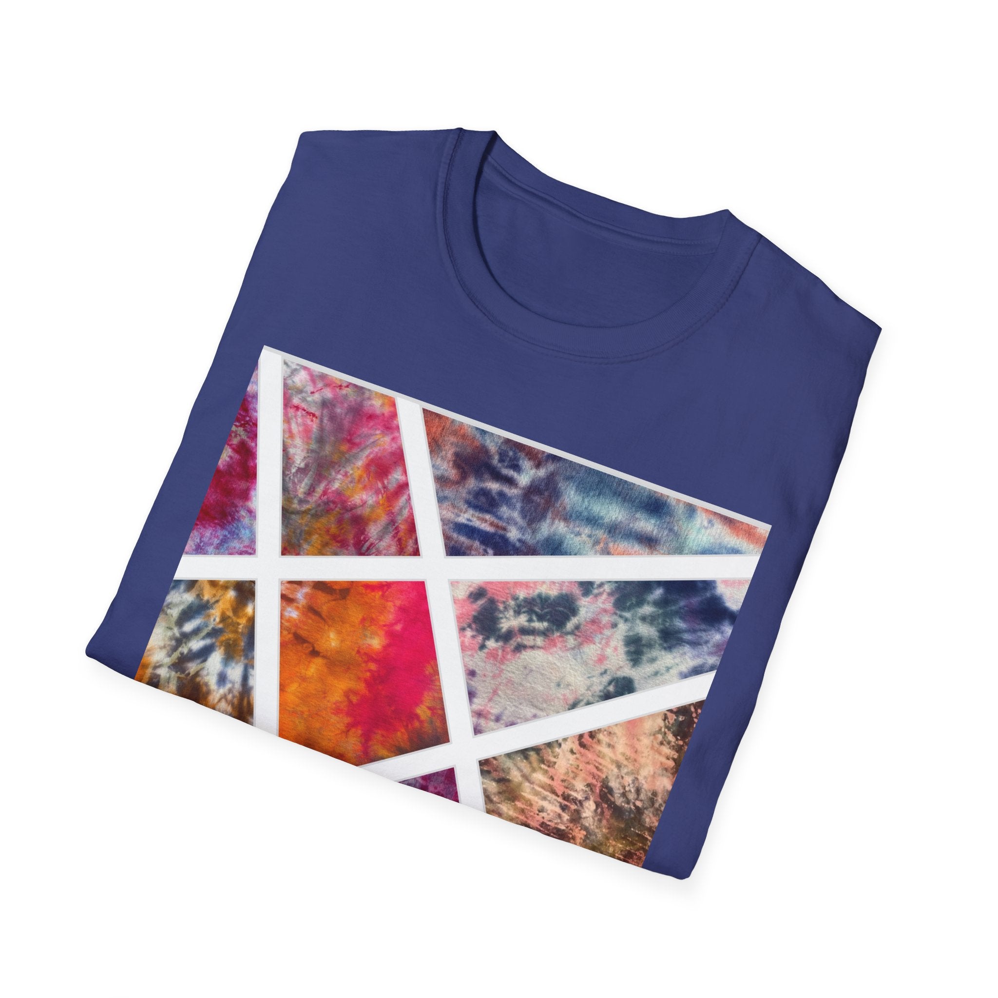 KALEIDOSCOPE: Earth inspired tie dye collage, Unisex Softstyle T-Shirt