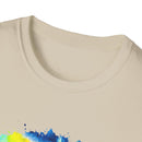 Zenith 2:  Tie-Dye Peace Circle Unisex Softstyle T-Shirt, Vibrant Summer Tee, Gift for Music Festivals, Casual Chic, Eco-Friendly Fashion