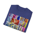 THE SCRAMBLE: Colorful, sampler style,  Tie-Dye collage Unisex T-Shirt, Vibrant Casual Wear, Summer Festival Top, Gift for Him/Her, Retro Vibe Fashion