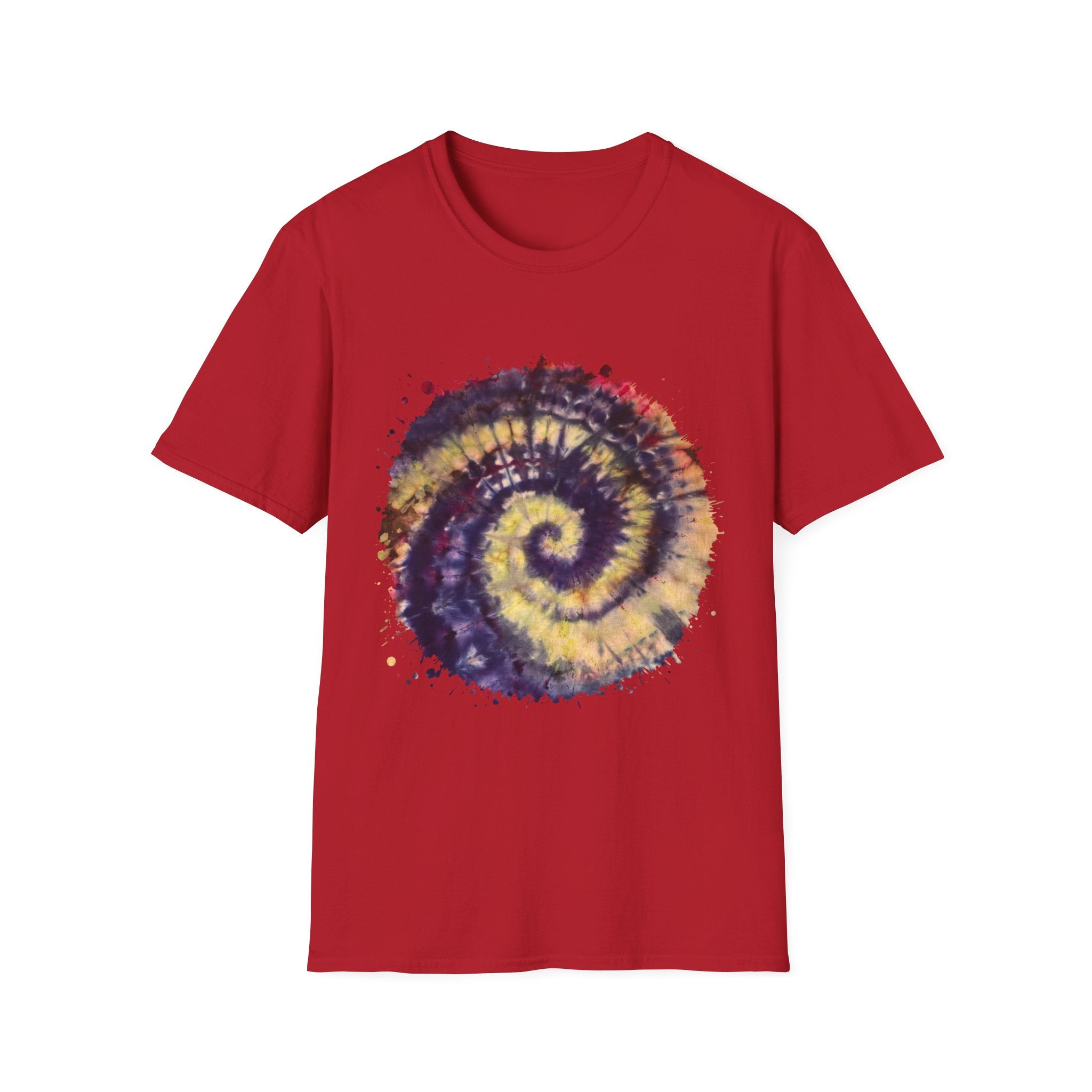 Scarlet Saga 2:  Spiral Tie-Dye Unisex Softstyle T-Shirt | Boho Chic, Casual Wear, Gift for Artists, Summer Fashion, Music Festivals