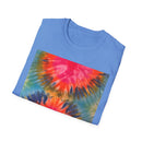 DOUBLE DAHLIA:  Vibrant dahlia inspired  Tie-Dye t-shirt, Unisex Softstyle Shirt, Summer Fashion Tee, Festival Wear, Retro Style Top, Casual Everyday Wear