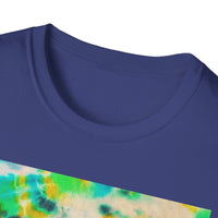 TURQUOISE TREASURE: Tide pool inspired,  Vibrant Tie-Dye T-Shirt, Unisex Softstyle Tee, Casual Summer Wear, Music Festival Attire, Boho Chic Shirt, Unique Gift for Friends