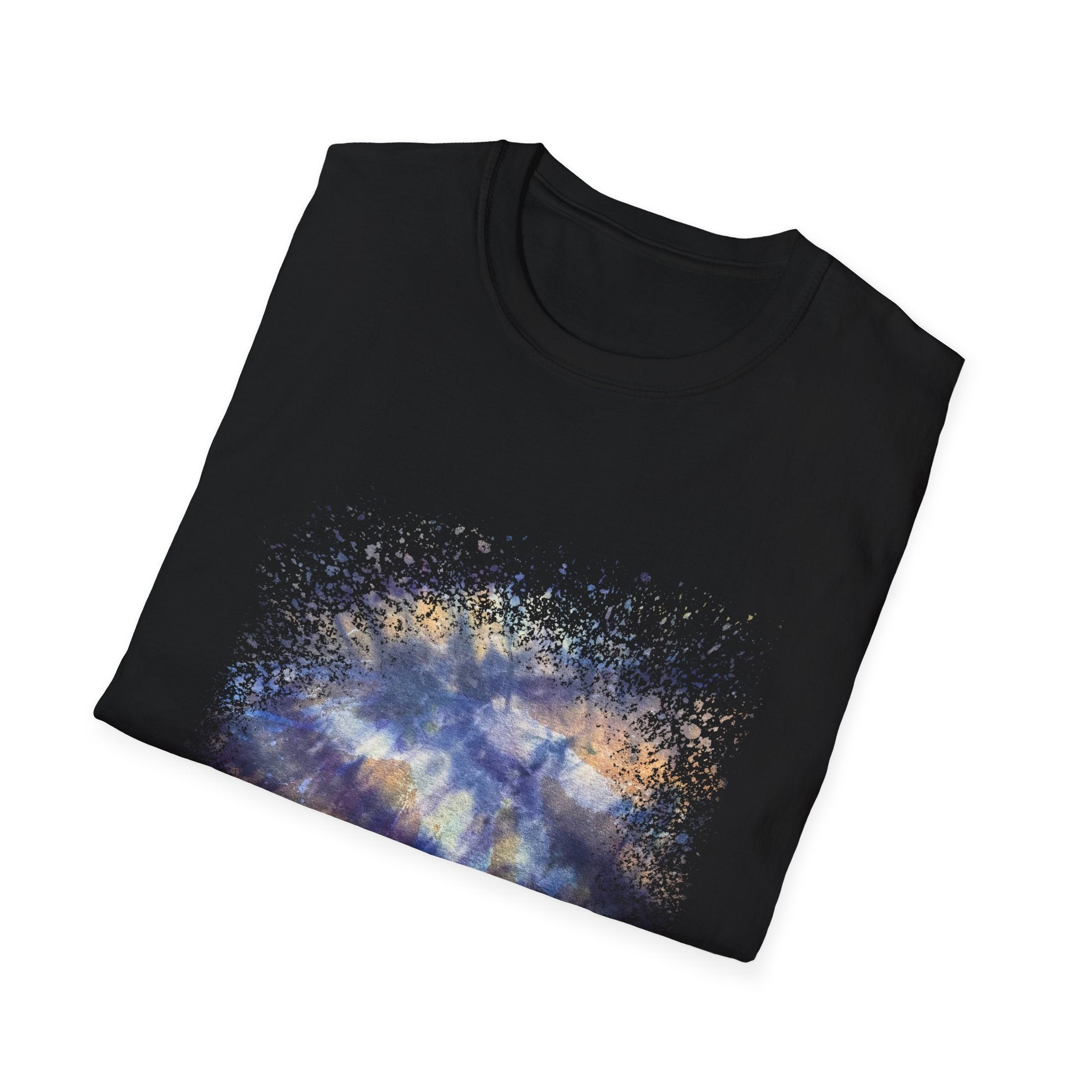 Blue on Coper 2:  Galaxy Splatter Unisex T-Shirt | Trendy Summer Tee for Art Lovers, Gift for Birthdays, Relaxed Fit Casual Wear, Unique Graphic Shirt