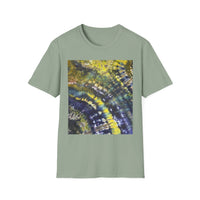 EVERGREEN TIDE: Smash stye tie dye, Vibrant Abstract Unisex Softstyle T-Shirt, Casual Wear, Art-Tee, Gift for Art Lovers, Unique Art Shirt, Dreamy Graphic T-Shirt
