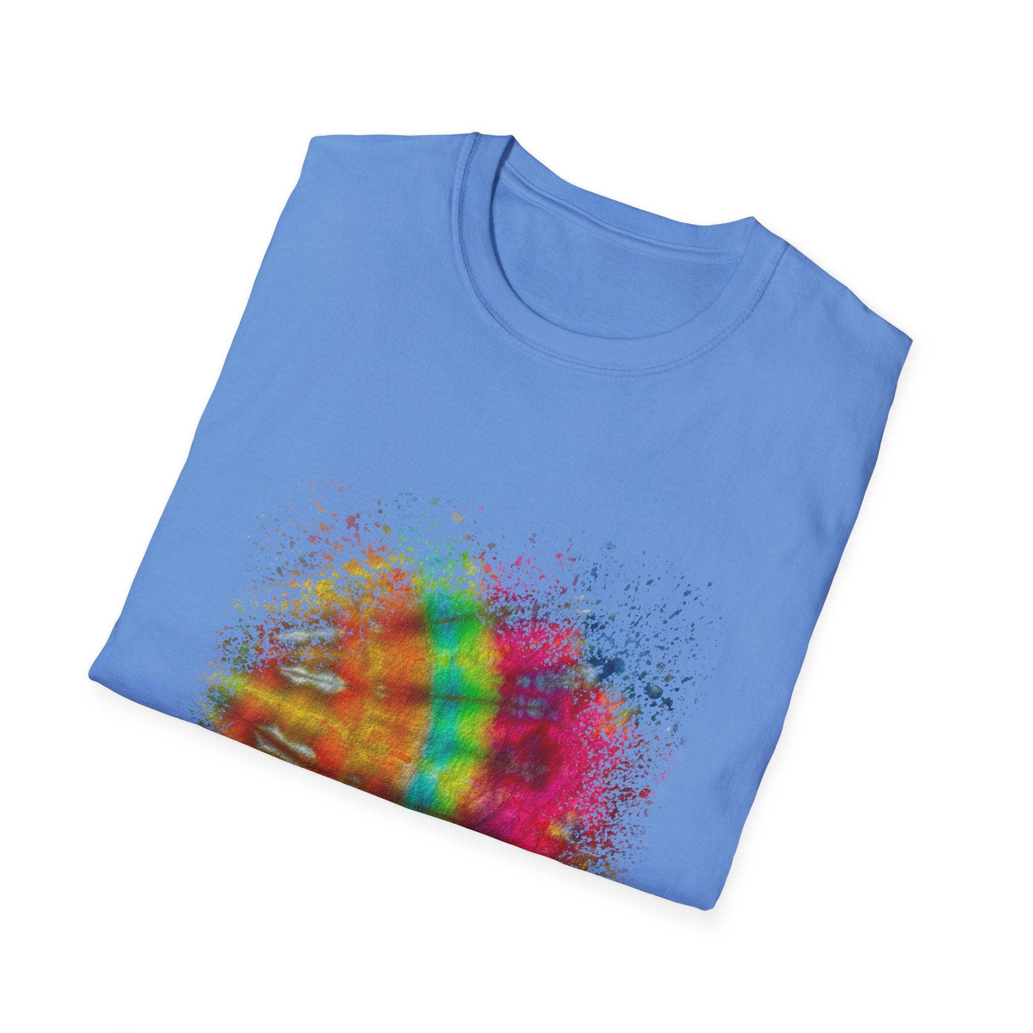 Mandarin Halo 2:  Colorful Splash Unisex Softstyle T-Shirt - Fun Graphic Tee for Summer, Festival Fashion, Casual Wear, Unique Gift Idea, Vibrant [...]
