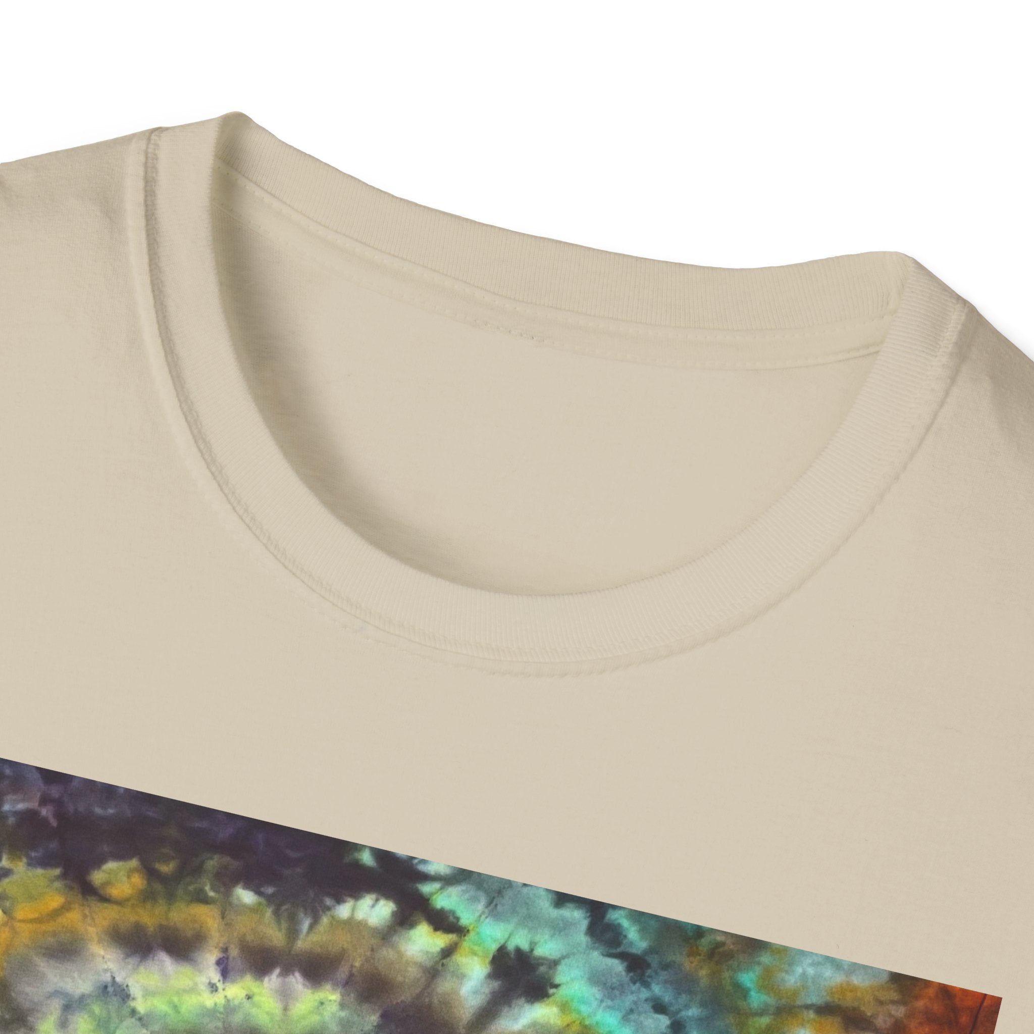 TEMPTATION: Mystical Vibrant Tie-Dye T-Shirt, Unisex Softstyle Tee, Boho Festival Wear, Summer Vibe Shirt, Eco-Friendly Apparel, Gift for Him or Her