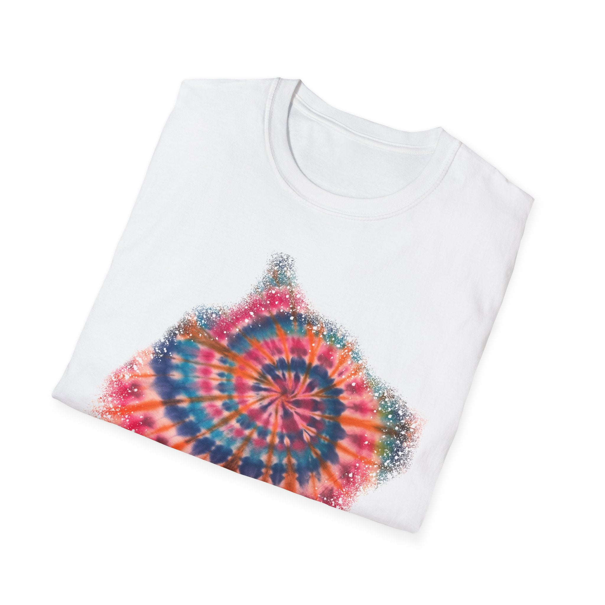 Rainbow Ballad 2: Colorful Snowy edge Tie-Dye Unisex T-Shirt, Bohemian Tee, Festival Wear, Summer Vibes, Casual Fashion, Gift for Her/Him