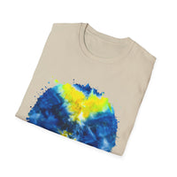 Zenith 2:  Tie-Dye Peace Circle Unisex Softstyle T-Shirt, Vibrant Summer Tee, Gift for Music Festivals, Casual Chic, Eco-Friendly Fashion