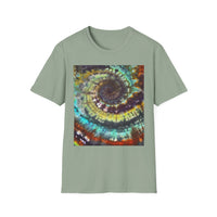 TEMPTATION: Mystical Vibrant Tie-Dye T-Shirt, Unisex Softstyle Tee, Boho Festival Wear, Summer Vibe Shirt, Eco-Friendly Apparel, Gift for Him or Her
