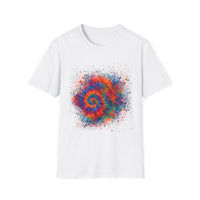 TANGERINE SWIRL: Colorful mini Swirl Unisex Softstyle T-Shirt, Vivid Tie-Dye Tee, Festival Shirt, Bohemian Style Top, Summer Vibes Clothing