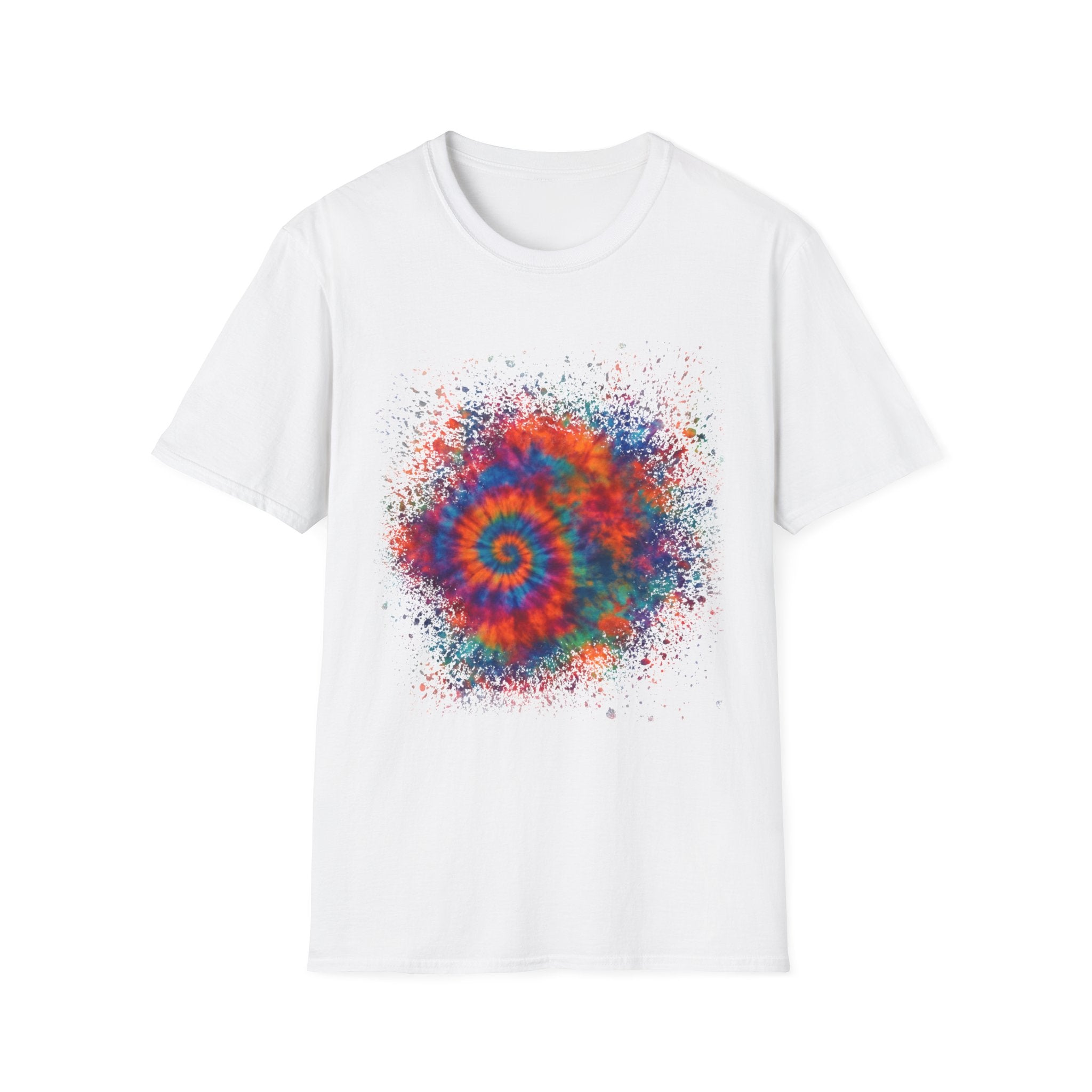 TANGERINE SWIRL: Colorful mini Swirl Unisex Softstyle T-Shirt, Vivid Tie-Dye Tee, Festival Shirt, Bohemian Style Top, Summer Vibes Clothing