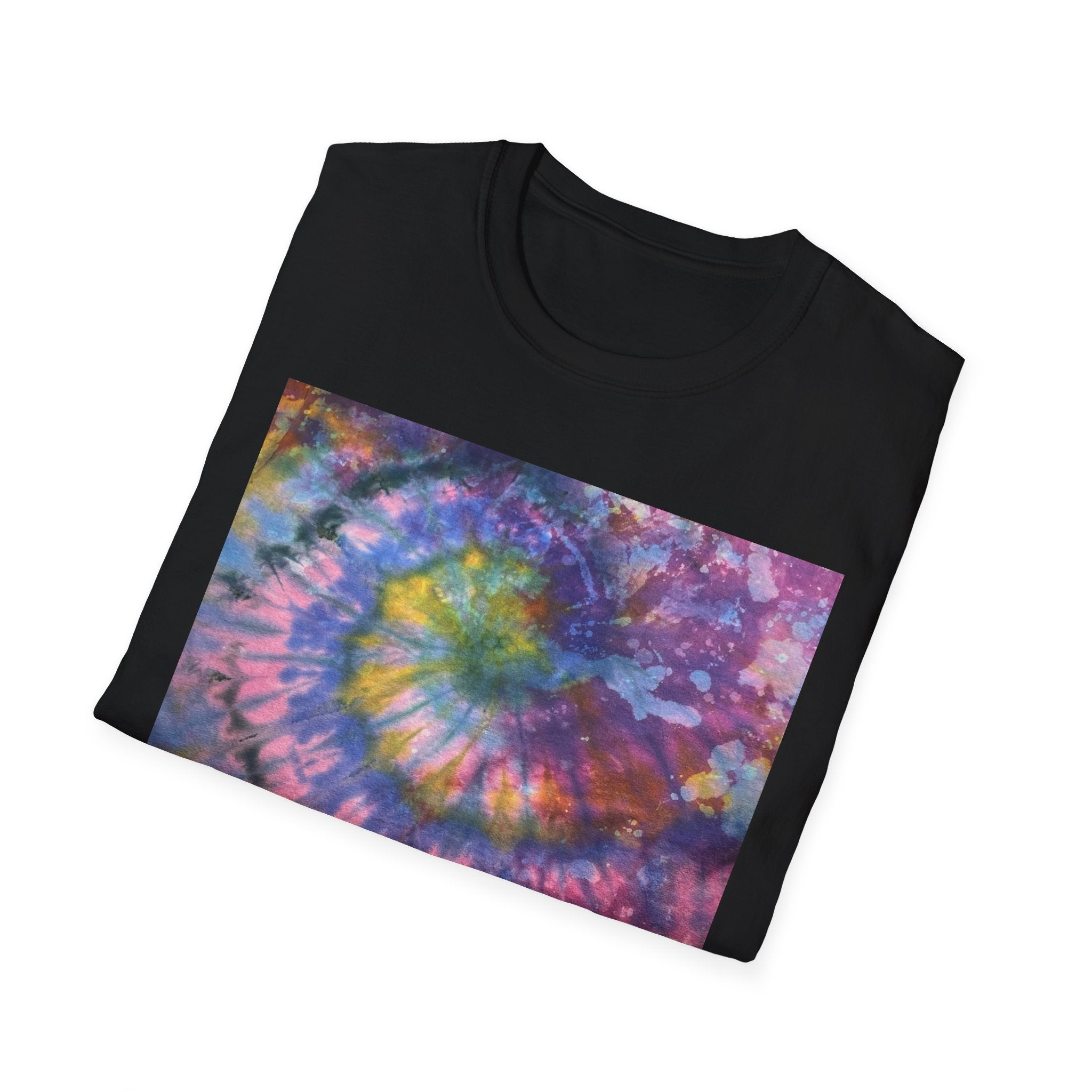 DRAGONFLY DESTINY: Fantasy inspired, Vibrant Tie-Dye T-Shirt, Unisex Softstyle Tee for Festivals, Summer Outings, Birthday Gifts, Casual Wear, Eco-Friendly Fashion