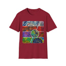 SUNSET TANGO: Vibrant Collage Tie-Dye T-Shirt, Bohemian Unisex Tee, Perfect for Festivals, Gifts, Summer Vibes, Art-Inspired Wear, Music Events