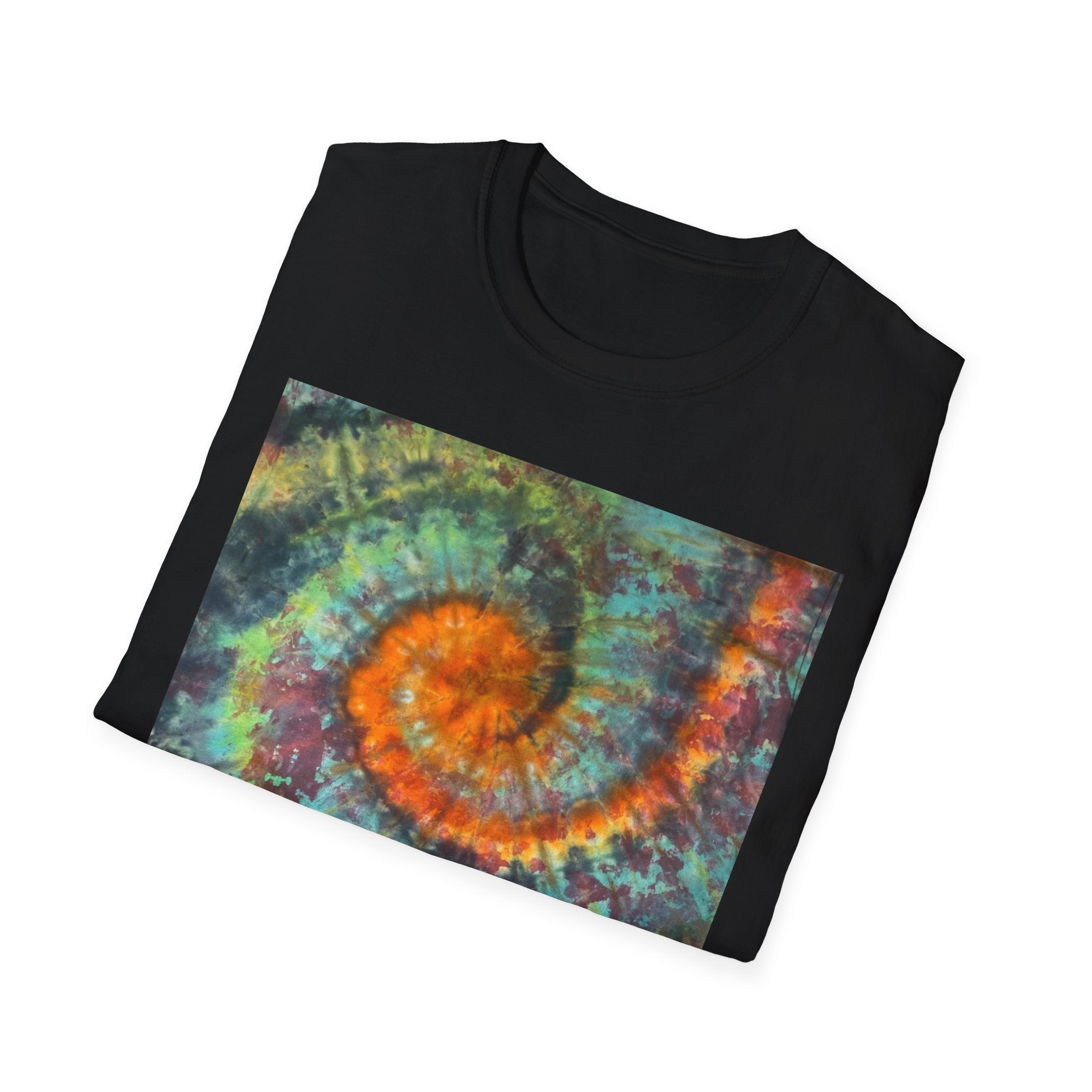 WHIPLASH: Edgy, colorful,  Spiral Unisex Softstyle T-Shirt, Tie-Dye Tee, Casual Wear, Festival Clothing, Summer Vibes, Unique Gift Idea