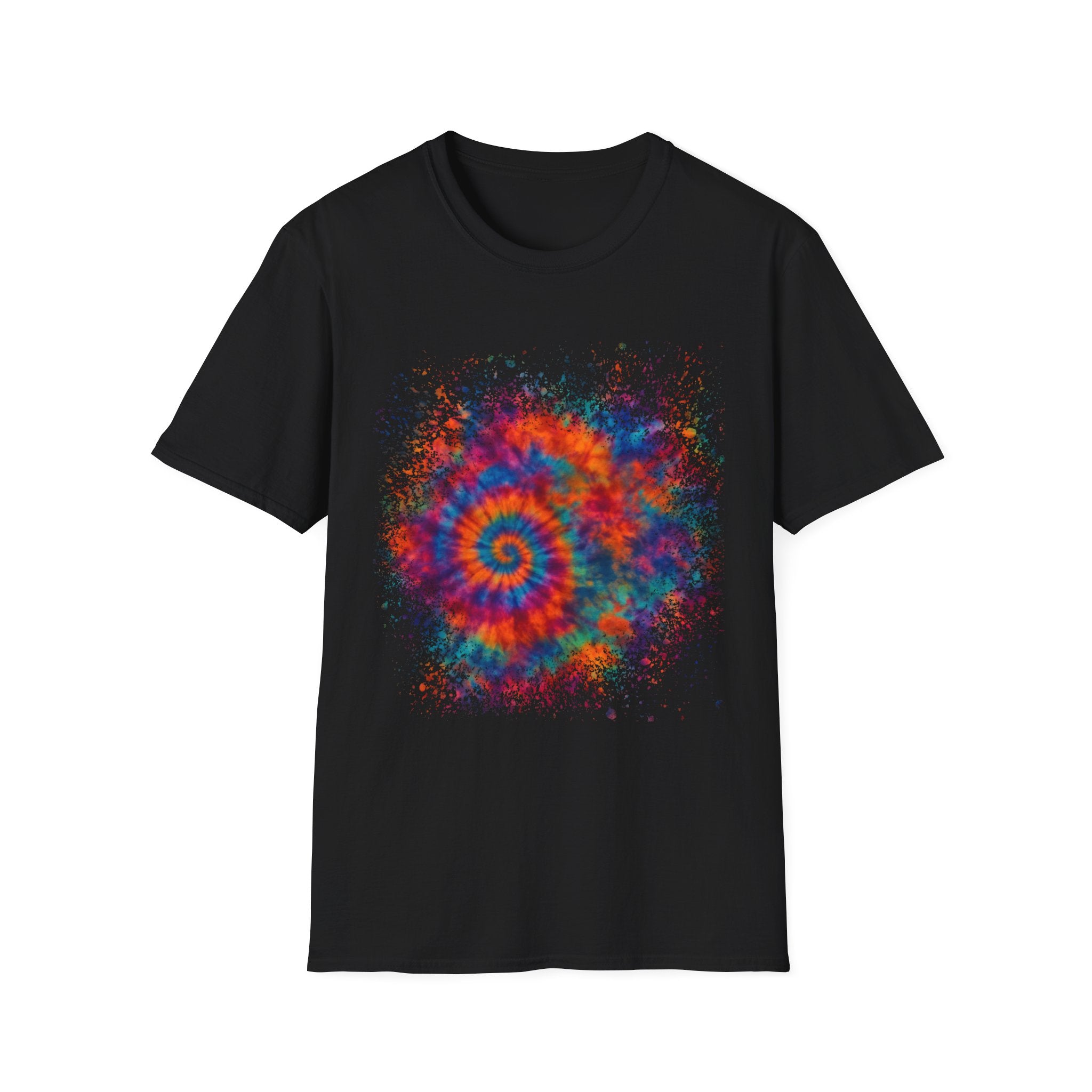 TANGERINE SWIRL: Colorful mini Swirl Unisex Softstyle T-Shirt, Vivid Tie-Dye Tee, Festival Shirt, Bohemian Style Top, Summer Vibes Clothing